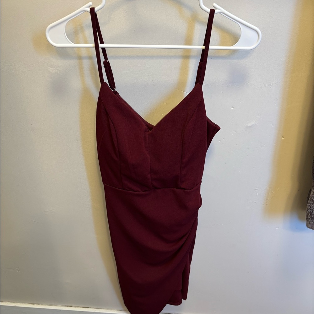 Emerald Sundae Red Ruched Sheath Mini Dress